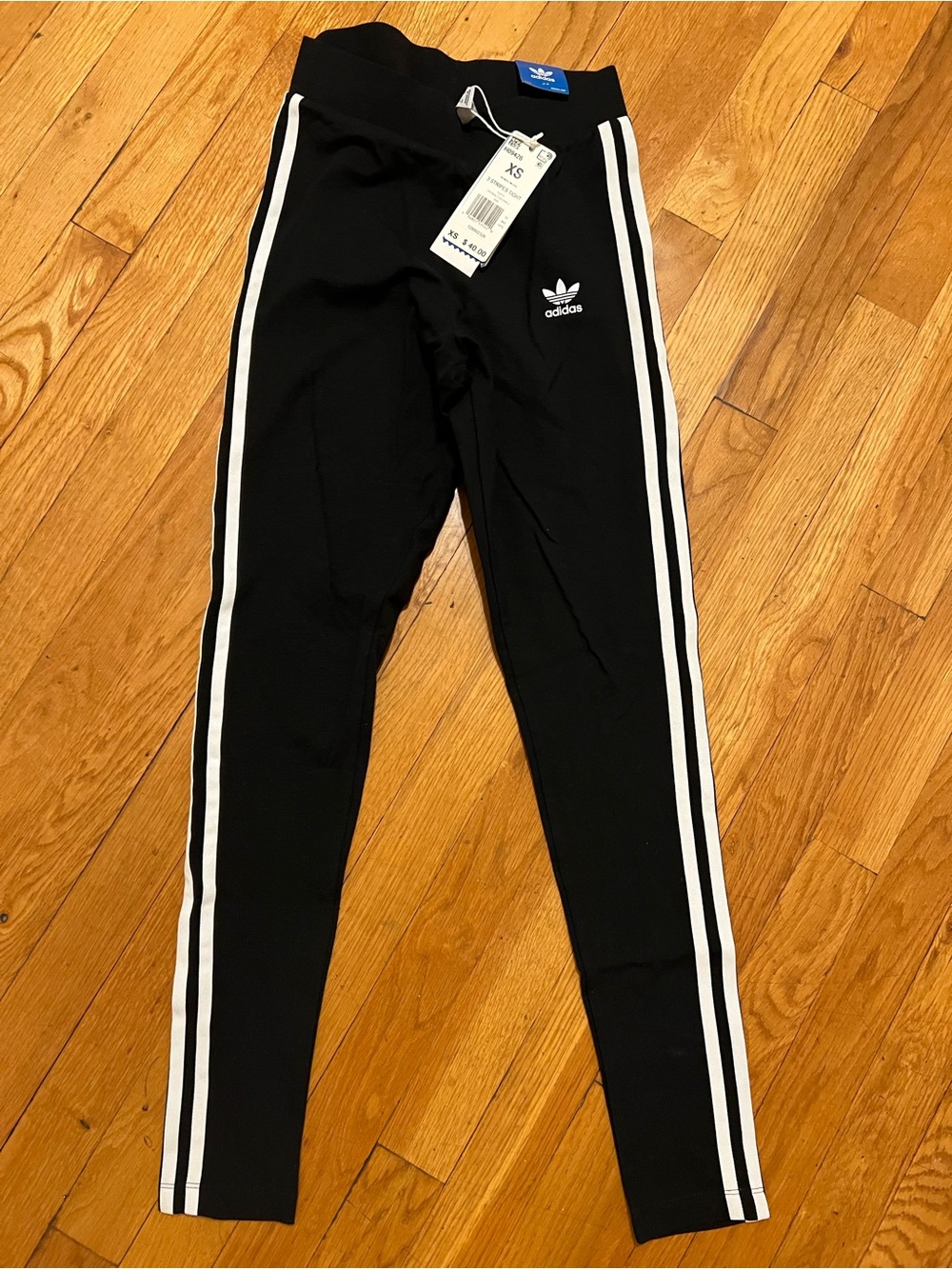 adidas Black Leggings with White 3-Stripes